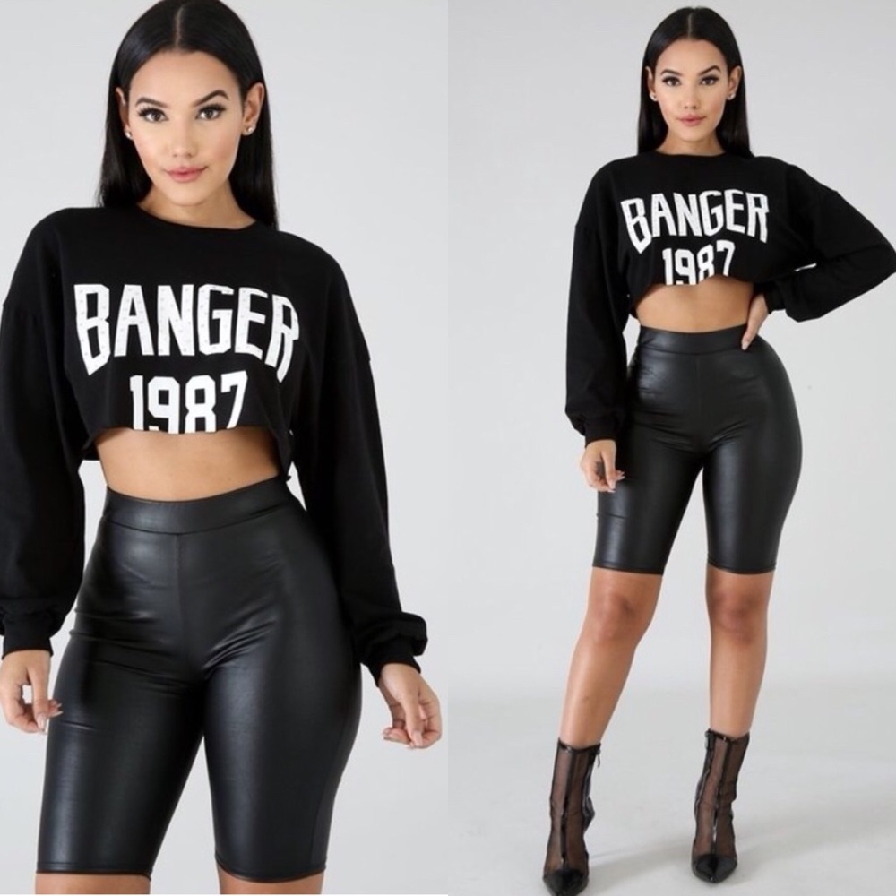 “Double Dare” Faux Leather Biker Shorts